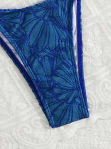 Swim Mod Set de 2 piezas Conjunto de bikini con tirantes anchos fruncidos de tela floral de unicolor para mujeres, apto para primavera, verano y vacaciones en la playa
