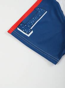 Aesthetic Post 男士夏季休闲拼色火焰和数字印花T恤