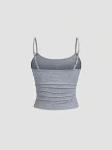 Sweetra Women's Fitted Cami Top, Slim Fit, Layering Sleeveless Top Y2K - Grey - View 2