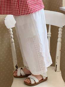 DAZY Pantalones de encaje de unicolor casual para niñas jóvenes - Blanco - Ver 3