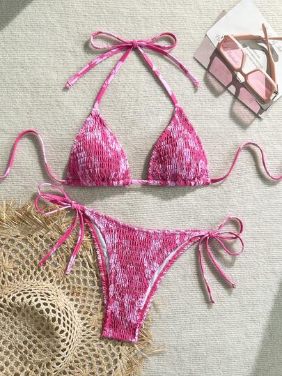 Swim Mod 2pcs Women Paisley & Floral Print Sexy Halter Neck Bikini Set, Casual Beach Swimsuit For Summer Beach Vacation