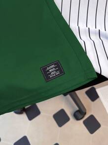 SHEIN Teen Boys' Valentine's Day Casual School Style Comfortable Fashion Simple Practical Cute Soft Suitable For Daily Wear, School, Outdoor, Sports, Stripes, Festival Party Short Sleeve T-Shirt And Shorts Set