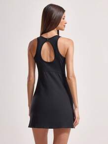 Musera Sport 女士运动连衣裙，适用于板式网球、网球、壁球、匹克球等运动，适合健身房锻炼。 - 黑色 - 查看 2