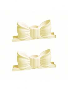 SHEIN Gypsum Candlestick Decorative Candlestick Center Decoration,Ins Style Pink Bow Candlestick Is Suitable For Candles, Suitable For Dining Table Wedding Dinner Party Gifts Birthday Graduation