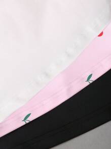 Sweetra Top de tirantes casual de mujer con estampado de cerezas, escote cuadrado y fruncido, para verano