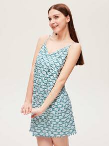 LUVLETTE Soft Cotton Blue Vacation Tassels Trim Basic V-Neck Strappy Nightdress Airy Women Pajamas Slip Dress Lingerie& Pyjamadressing