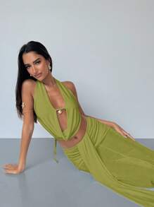 Aloruh Women Two Pieces Outfits For Daily Wear - Green - View 7
