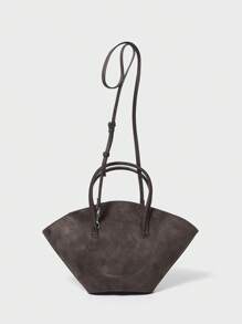 SHECARRY Women Tote Bags Suede Leather Autum Winter School Travel Commute Work Elegance Exquisite Dumpling Bag Hand-Carry Or Cross-Body - Coffee Brown - View 1