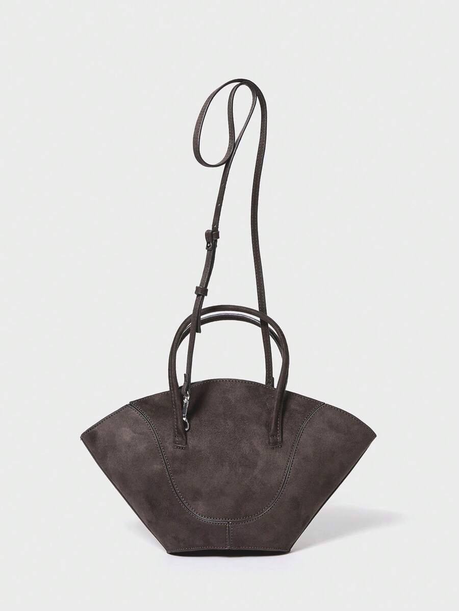 SHECARRY Women Tote Bags Suede Leather Autum Winter School Travel Commute Work Elegance Exquisite Dumpling Bag Hand-Carry Or Cross-Body - Coffee Brown - View 1