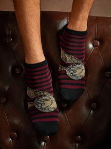 HARRY POTTER X SHEIN 2 Pairs Deathly Hallows, Golden Snitch Designs Breathable Soft Short Socks, Reinforced Toe & Heel, Unisex, Men,Women,All Seasons - Multicolor - View 6