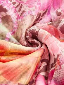 ROMWE Avant Y2K 复古度假海滩女孩豹纹 & 花卉印花女式连衣裙 - 粉色 - 查看 4