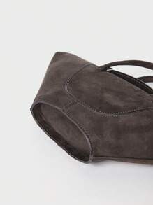 SHECARRY Women Tote Bags Suede Leather Autum Winter School Travel Commute Work Elegance Exquisite Dumpling Bag Hand-Carry Or Cross-Body - Coffee Brown - View 4