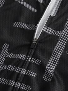 Manfinity Sport Corelite 男士透气全印花拉链短袖上衣和短裤骑行运动套装