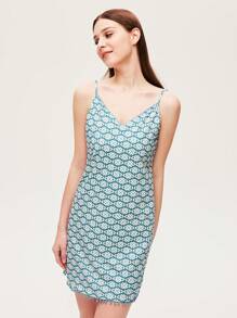 LUVLETTE Soft Cotton Blue Vacation Tassels Trim Basic V-Neck Strappy Nightdress Airy Women Pajamas Slip Dress Lingerie& Pyjamadressing