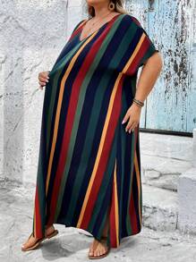 SHEIN CURVE+ Plus Size Allover Lemon Print, Maxi Long Beach Midi Dress With Side, For Summer And Autumn Vacation Curve Plus Country Dress, Curve Plus, Boho Vacationbeach Outfits For Woman/Beach Dress/Beach Vacation Outfits/Beach Essentials / Graduation/Tea Party Dress