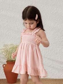 Blossori Vestito estivo smanicato a righe in stile pastorale per bambina