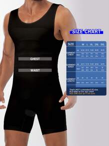 SHEIN Men's Summer Elastic Solid Color Round Neck Body Shaping Jumpsuit