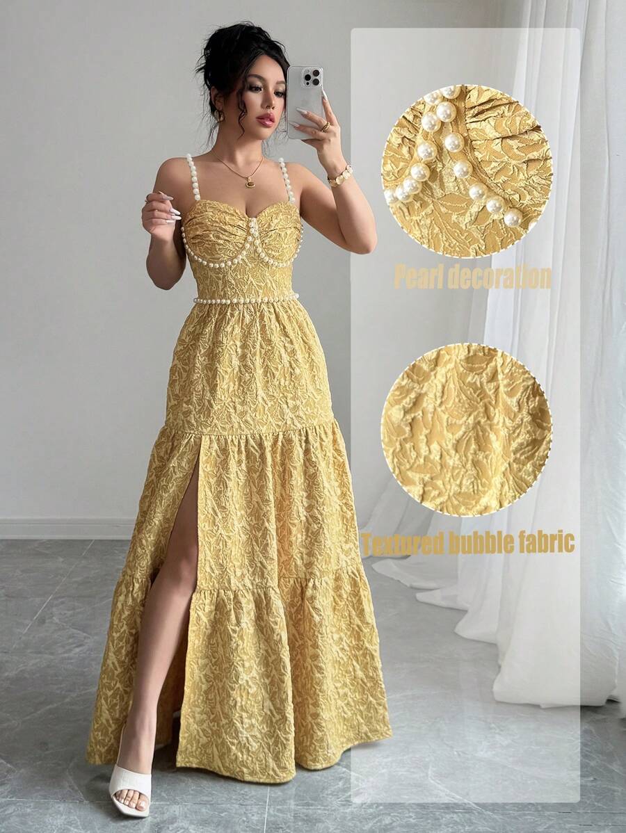 Elenzga Đầm Mini Ngọc Trai Thanh Lịch Ôm Dáng Cho Nữ, Thời Trang Mùa Hè - màu xanh lá - Xem 1