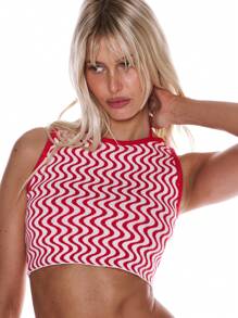 MUSERA Maglietta corta aderente a collo a barca, in maglia ondulata, adatta per /estate, vacanze e spiaggia, carina, stile marinaro - Multicolore - Visualizzare 5