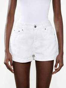 Lumivelle Quần short denim túi rộng thoải mái cho nữ - trắng - Xem 6