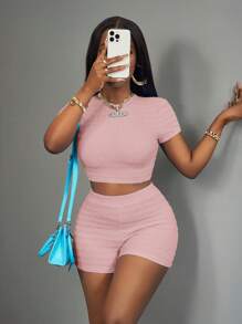 Slaydiva Women Two Pieces Outfits For Daily Wear - Pink - View 5