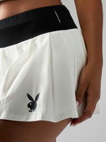 Missguided x Playboy Pleated Tennis Skort Athletic Sports Skirt Performance Workout Activewear Sporty Mini Winter Sports Training Dance Athleisure Cheerleader Uniform Inspired