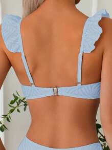 Swim Basics Women's Solid Color Textured Fabric Scoop Neck Bikini Set, For Beach Vacation For Summer