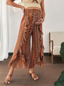 SHEIN Retro Printed Pants, Fashionable For Summer - Brown - View 4