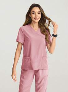 TaskEZ 磨砂上衣、女士时尚休闲运动磨砂上衣、商务女装、女士夏季多场合百搭上衣、女士夏季沙滩衬衫 - 粉色 - 查看 5