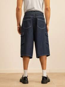 SWAVVY Pantalones cortos rectos de cintura elástica de unicolor sueltos y casuales para hombres