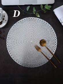 SHEIN 1件/4件/6件/8件圆形镂空烫金PVC隔热防滑垫，酒店餐厅装饰隔热餐垫 - 彩色 - 查看 7