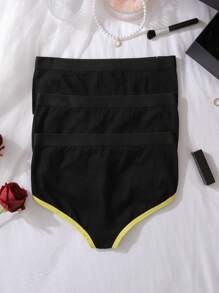 Set de 3 piezas de ropa interior para niña preadolescente con diseño de corazón de bloques de color