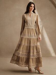 Anewsta 女士优雅度假刺绣蕾丝镂空衬衫上衣和裙子套装，适合春夏季节日、毕业典礼