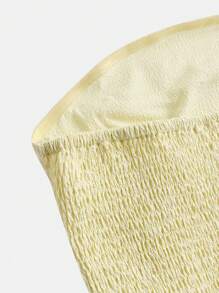 Girlism Teen Girls Yellow Gathered Waist A-Line Halter Casual Mini Dress For Beach