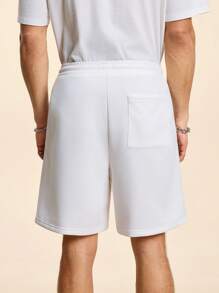 Paul Frank X SHEIN Men's Summer Casual Letter & Monkey Print Drawstring Waist Shorts - White - View 2