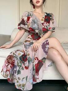 DAZY Women's Colorful Floral Print Mid-Length Dress, Spring/Summer - Multicolor - View 2