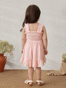 Blossori Vestito estivo smanicato a righe in stile pastorale per bambina