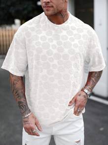 Manfinity Homme Camiseta naranja de hombre con textura de toalla, de moda para el verano