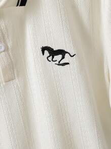 Teen Boy Colorblock Flat Knit Striped Short Sleeve Polo Shirt