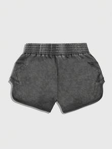 ROMWE MEN Street Life Quần short nam tuổi teen in họa tiết bông tuyết, cạp chun. - màu đen - Xem 2