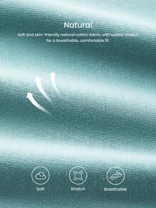 LUVLETTE Lsland StyleSoft Cotton Blue Vacation Romantic Pleats Short-Sleeve Basic Crew Neck Top & Printed Pants Loungewear Airy Pajama Set Vacation Pants With Pockets Pants With Pockets Women Lingerie As Outerwear - Teal Blue - View 9