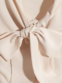 Chiquease 2 Pieces French Elegant Woven Bowknot Blouse And Mid-Length Skirt Set, Summer Fall Cloth For Women - Apricot - View 3
