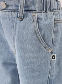 SUMWON 儿童套穿经典直筒牛仔裤松紧腰舒适休闲裤学校操场日常穿着四季裤 - 淺藍色 - 查看 7