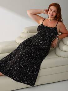Solflare Plus Size Ditsy Floral Dress With Spaghetti Straps, Spring/Summer - Multicolor - View 6