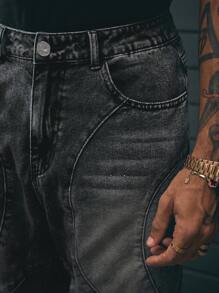 AXEPEAK Jeans casuales rectos y cómodos para hombres con bolsillos