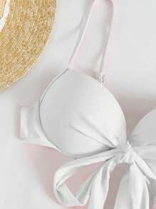 Swim Basics 3pcs/Set Padded Bikini Swimsuit, Simple & Fashionable, Suitable For Summer