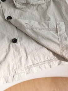 SHEIN Camisa de manga corta casual de estilo coreano con bolsillo grande y estampado de letras para niños pequeños en verano - Gris - Ver 6