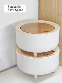 1 Stück weißer runder Pressemüllbehälter, Mülleimer mit Pressdeckel, Desktop-Aufbewahrungsbox und Aufbewahrungsbehälter, Schlafzimmer-Aufbewahrungsbox für Schule, Nachttisch, Aufbewahrungsbox mit großer Kapazität für Haarstyling-Accessoires, Stirnbänder, Haarklammern, hundersicherer weißer Mülleimer für Küche, Schlafzimmer, Badezimmer, Wohnzimmer, Büro, Schulanfang, Weihnachten - Weiss - Übersicht 6