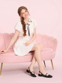 CUCCOO DOLLMOD Women's Fashion Metal Black Mary Jane Low Chunky Heel Shoes