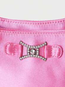 SHECARRY Women Top Handle Bags,Satin,Summer Autumn Holiday , For Dinner/Dating/Party/School/Travel/Commute/Shop Bag ,Dopamine Style ,Women Top Handle Bags,Quilt Bag, Solid Color ,Portable,Lightweight, For Party ,For Outdoors/Outings/Travel Party, Back To School For Students - Pink - View 5
